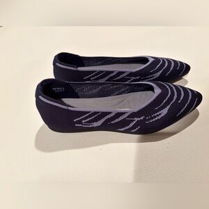 Women’s Knit Pointed Toe Flats Navy/Gray Slip-On Comfort Shoes Size 8.5 NEW